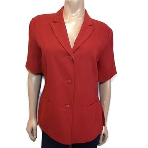 Vintage 90s Reitmans Short Sleeve Cranberry Red Blazer Jacket Single Breasted